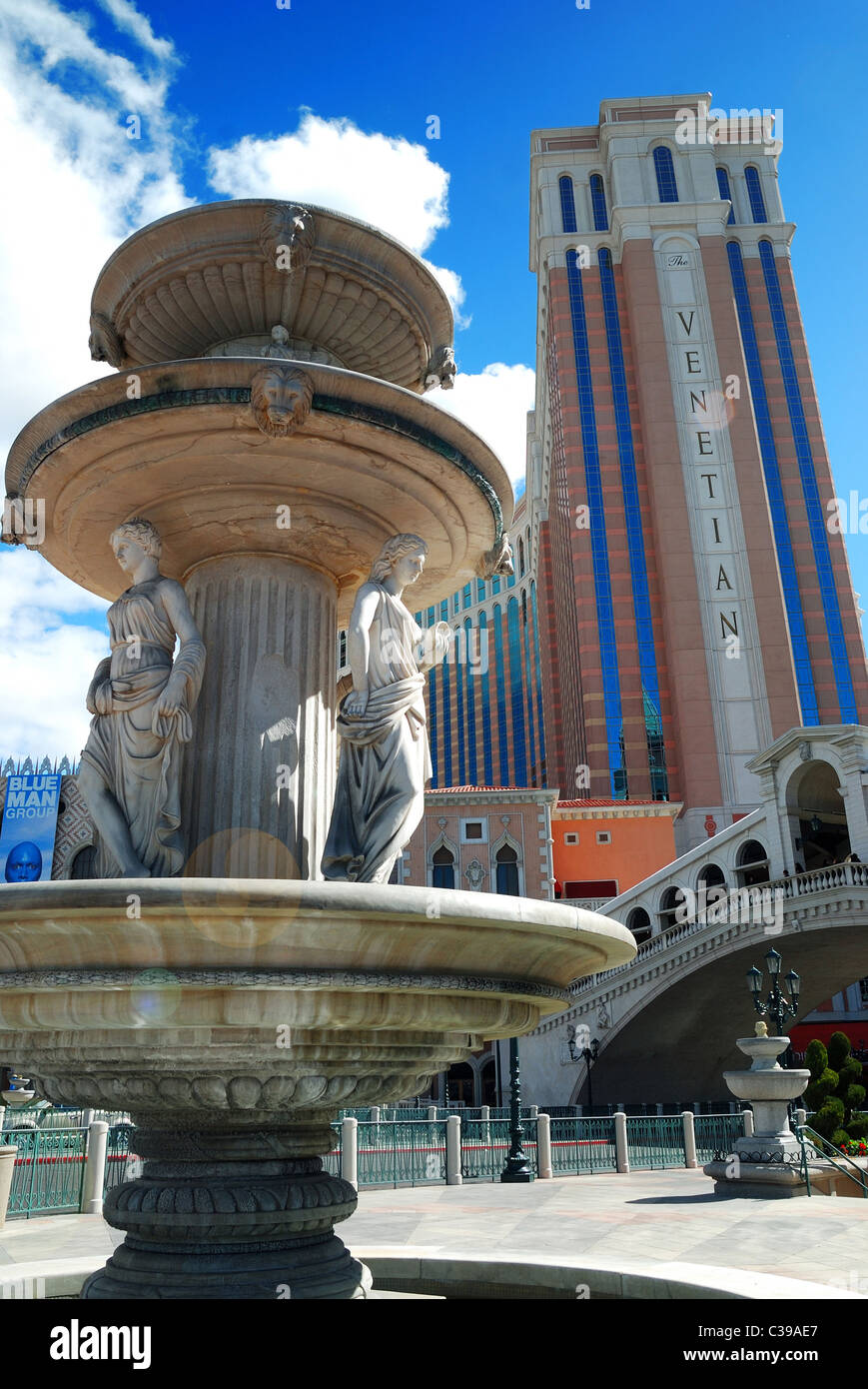 Il Venetian Hotel Casino, Las Vegas con fontana. Il Nevada. Foto Stock