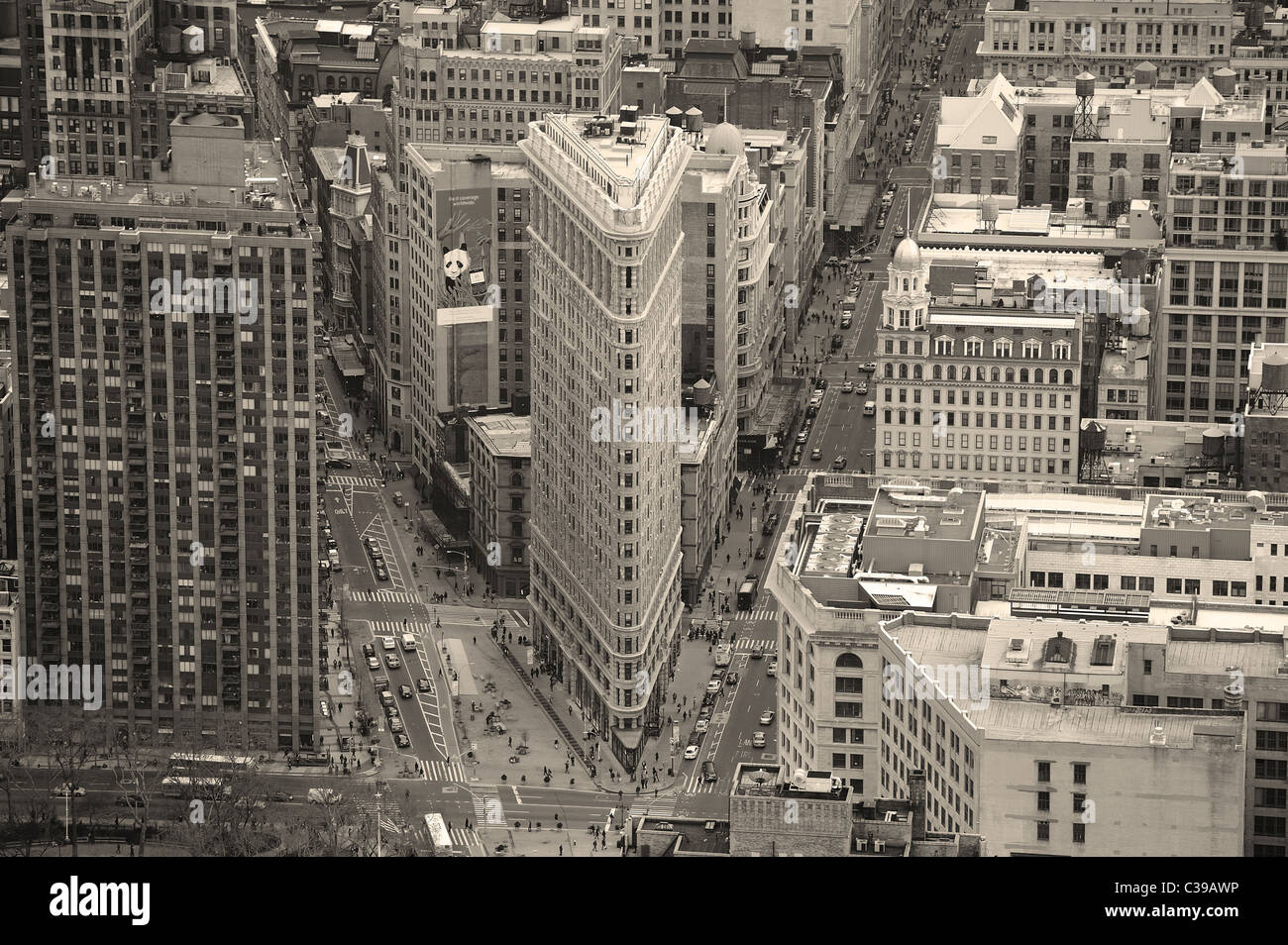 Flatiron Building come il famoso punto di riferimento nel centro di Manhattan a New York City. Foto Stock