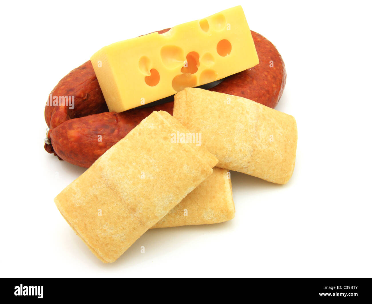 Frittelle di laminati con formaggio e salsicce Foto Stock