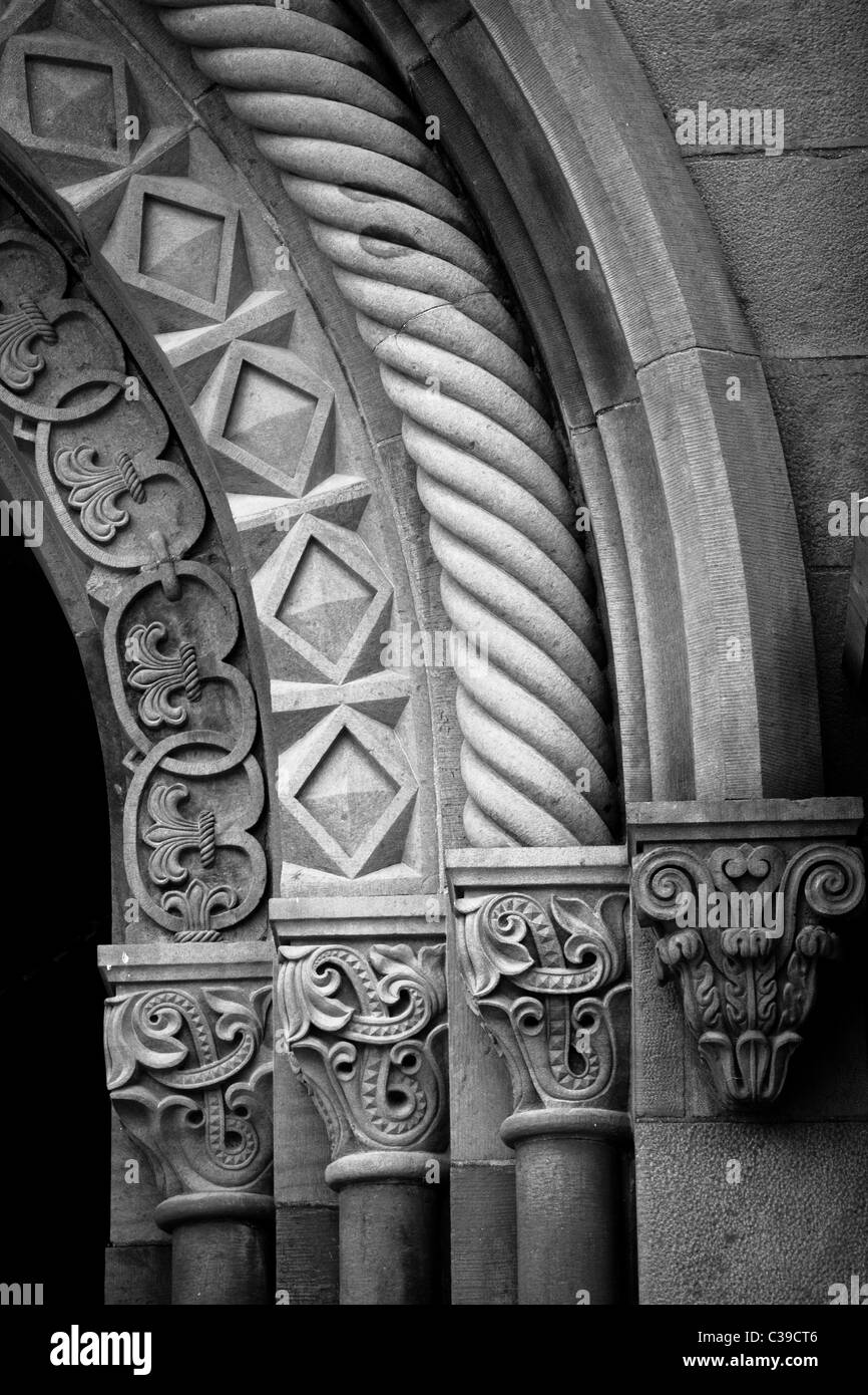 Dettagli architettonici dal Smithsonian Castle sul National Mall di Washington Foto Stock