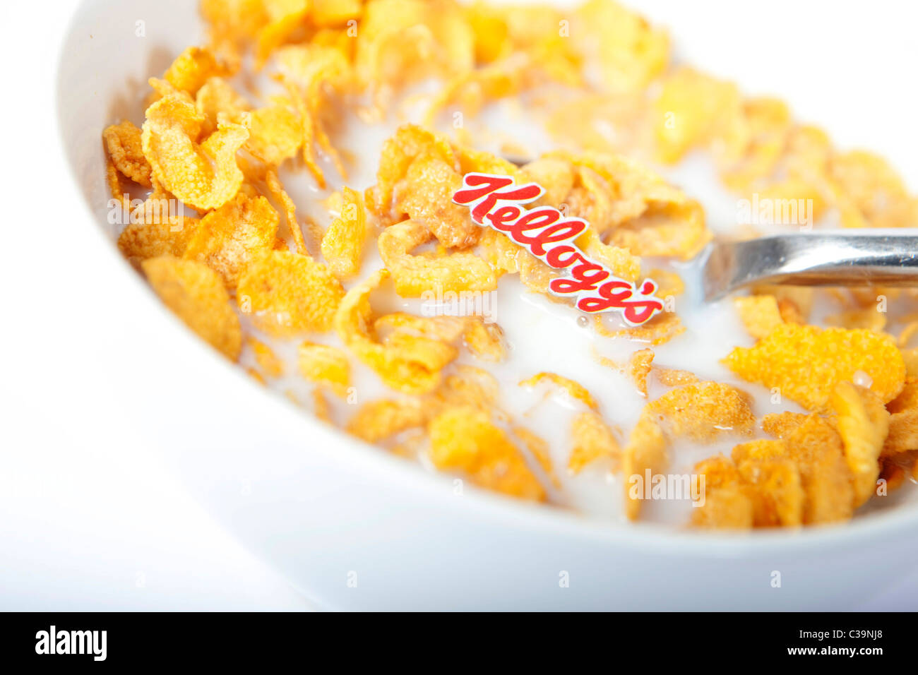 Immagine illustrativa della Kellogg's logo e marchio famoso fiocchi di mais. Foto Stock