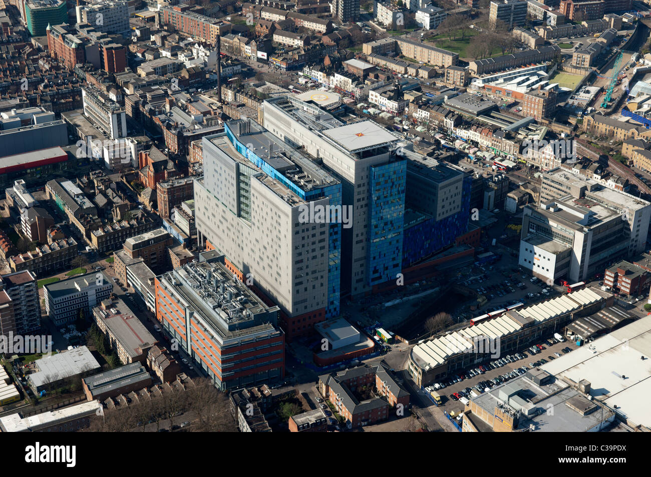 Il London Hospital di Londra Inghilterra dall'aria. Foto Stock