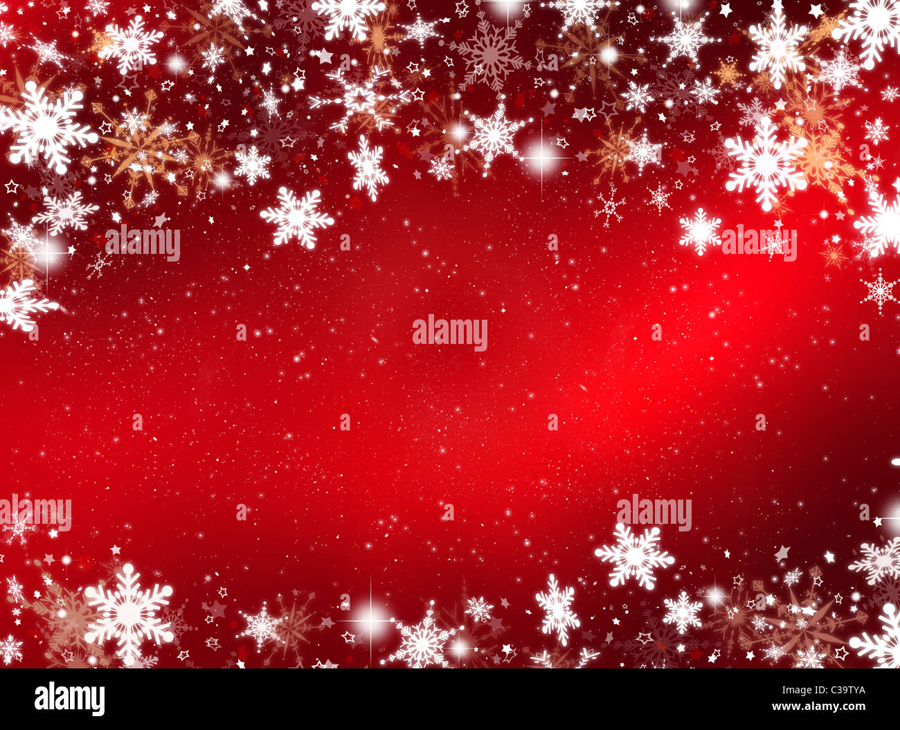 Sfondo astratto di fiocchi di neve e stelle Foto Stock