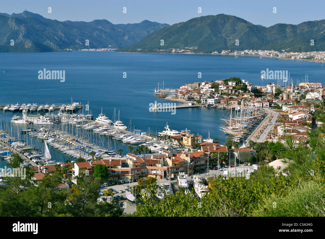 Marmaris Città Vecchia e il porto, Mugla, Turchia Foto Stock