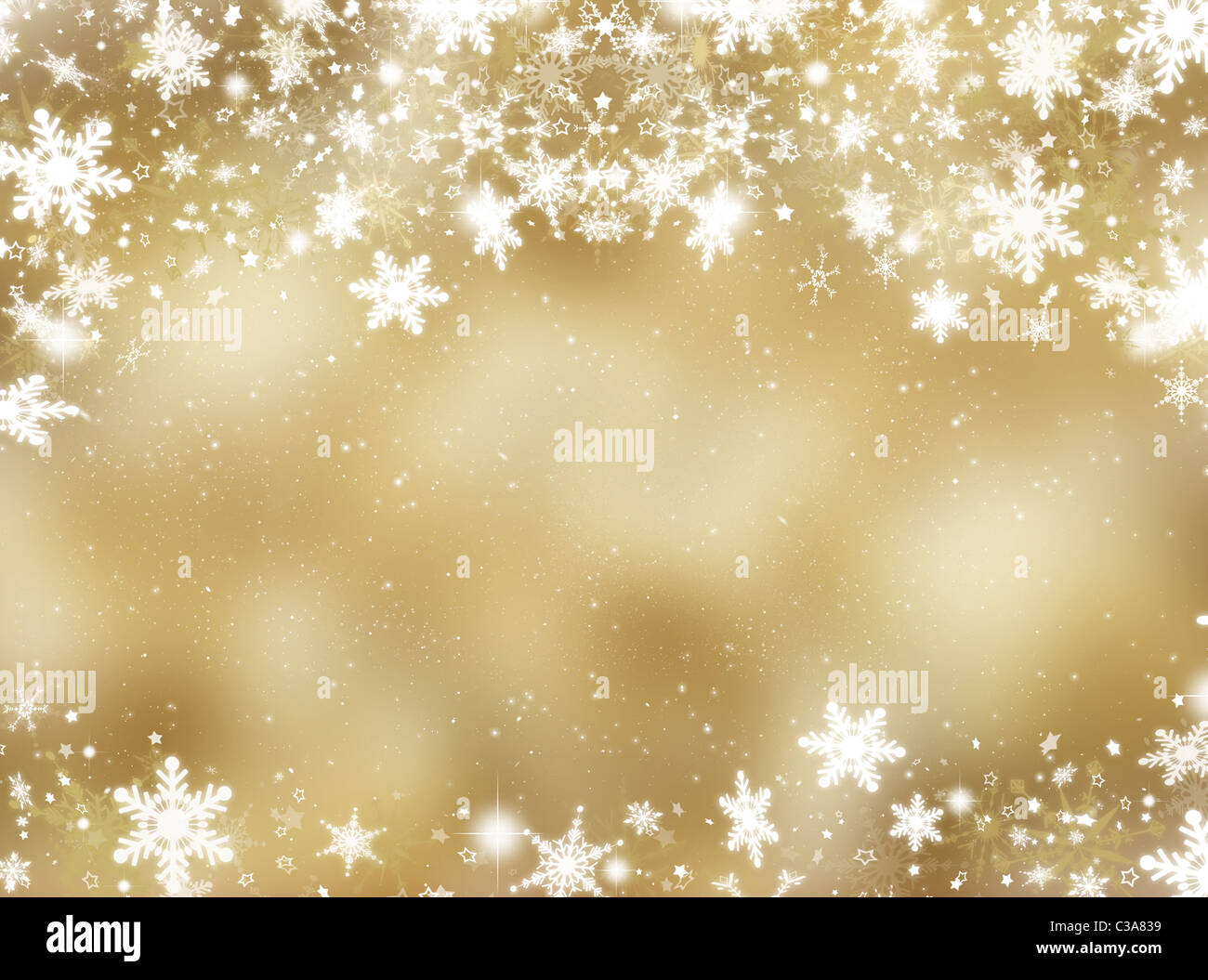 Sfondo astratto di fiocchi di neve e stelle Foto Stock