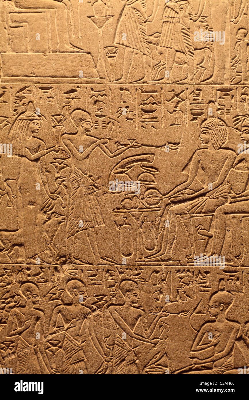 Geroglifici egiziani, il museo del Louvre, Parigi Foto Stock