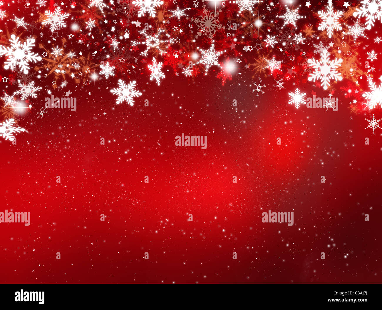 Sfondo astratto di fiocchi di neve e stelle Foto Stock
