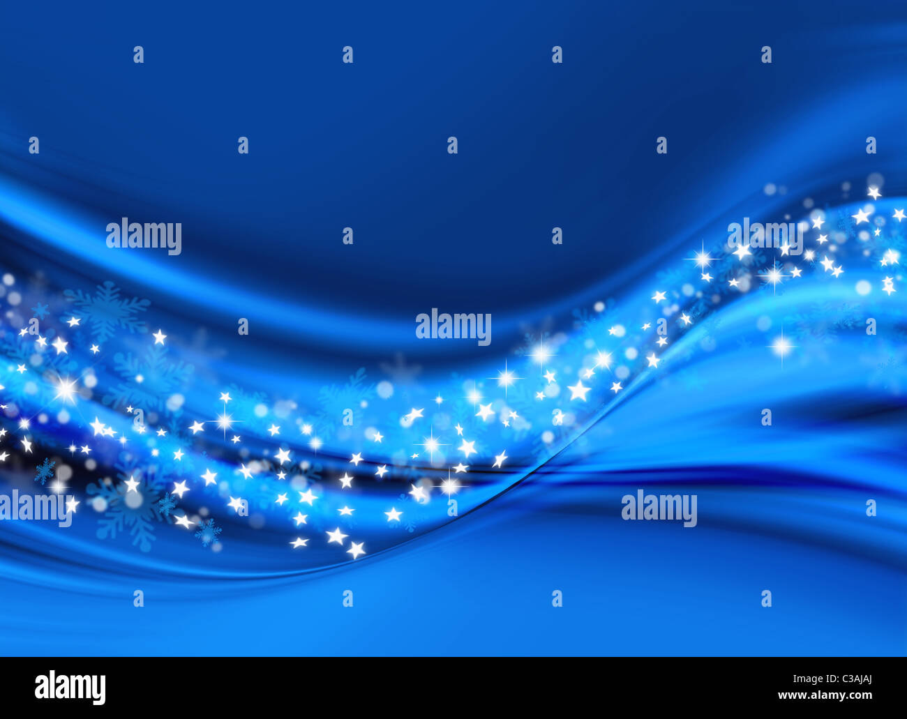 Sfondo di natale di fiocchi di neve e stelle Foto Stock