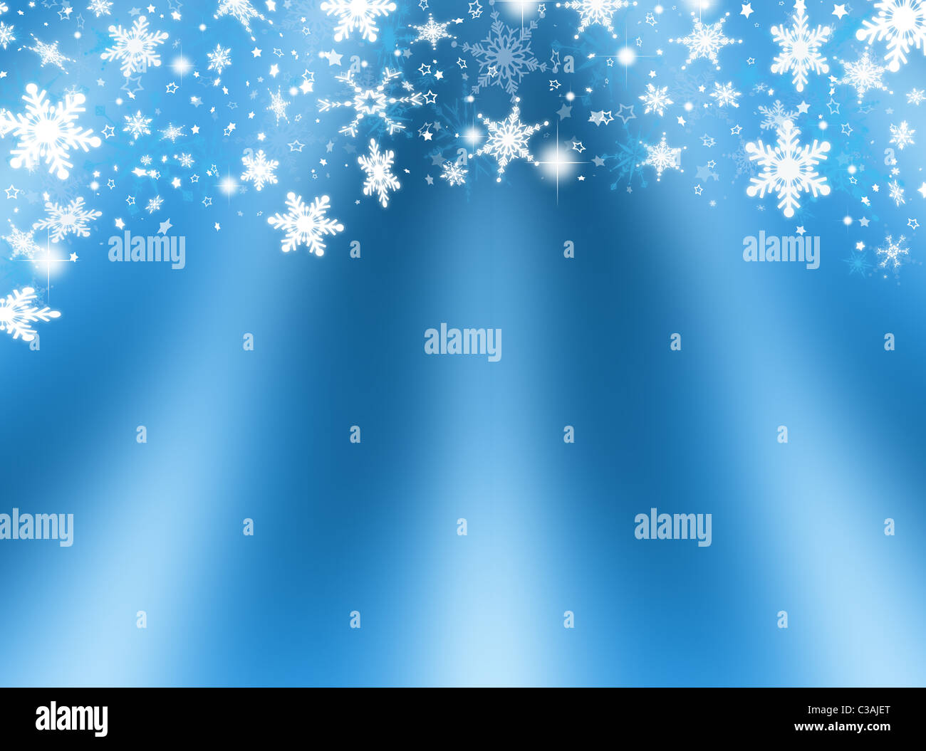 Sfondo astratto di fiocchi di neve e stelle Foto Stock