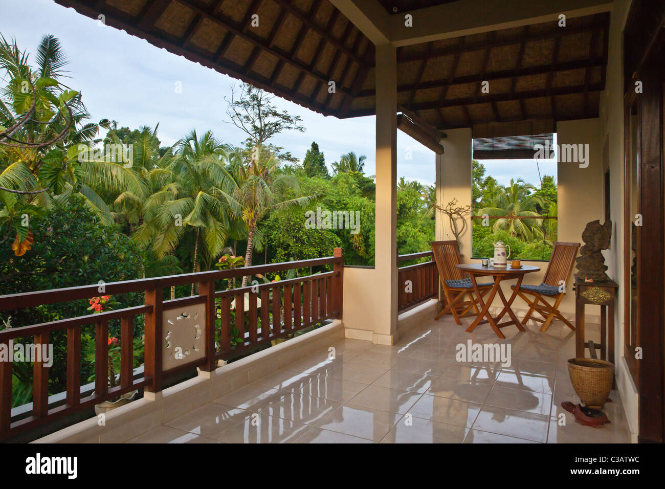 Un portico di una HOME STAY - Ubud, Bali, Indonesia Foto Stock