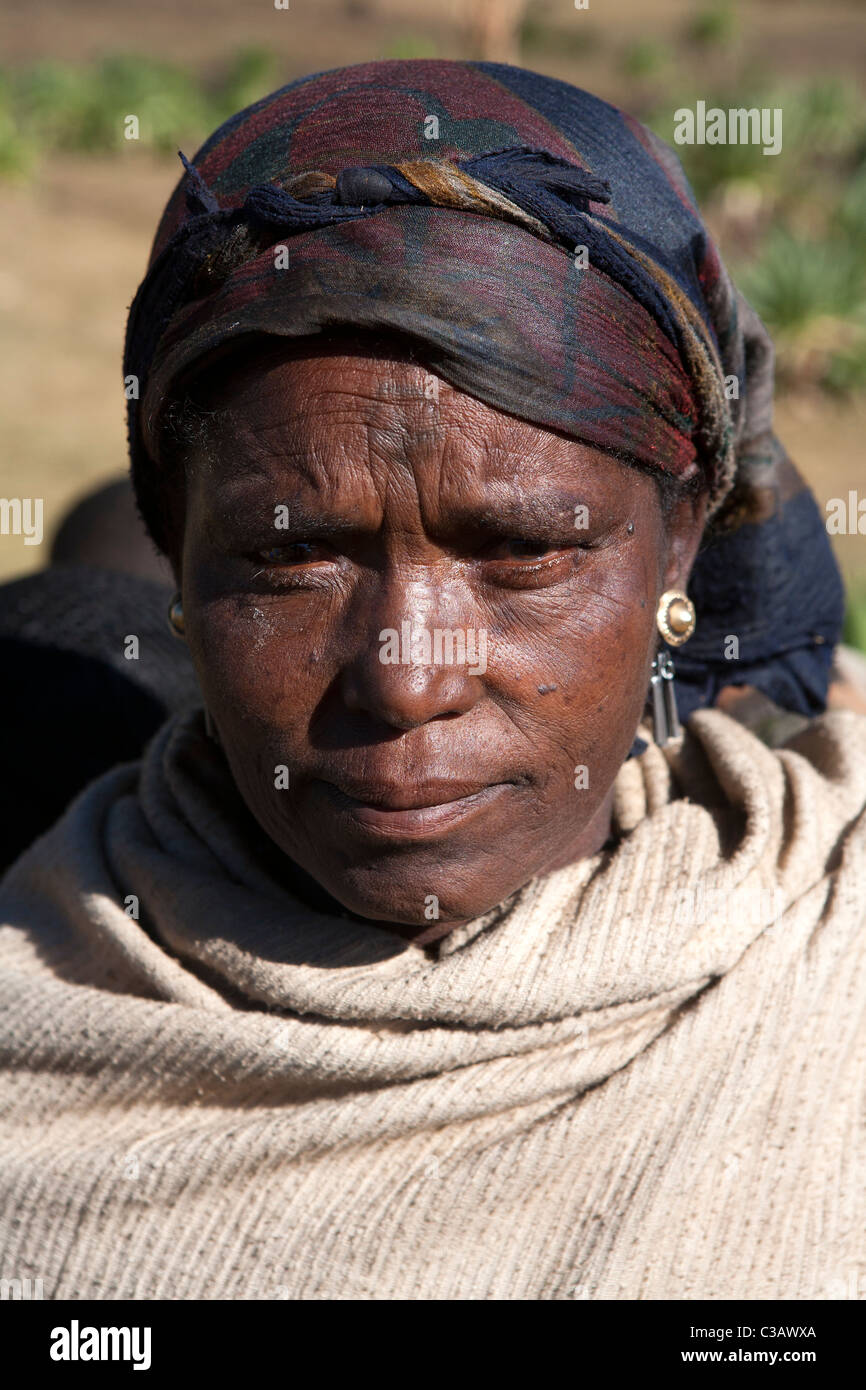 Donna etiope in Simien Mountains Foto Stock