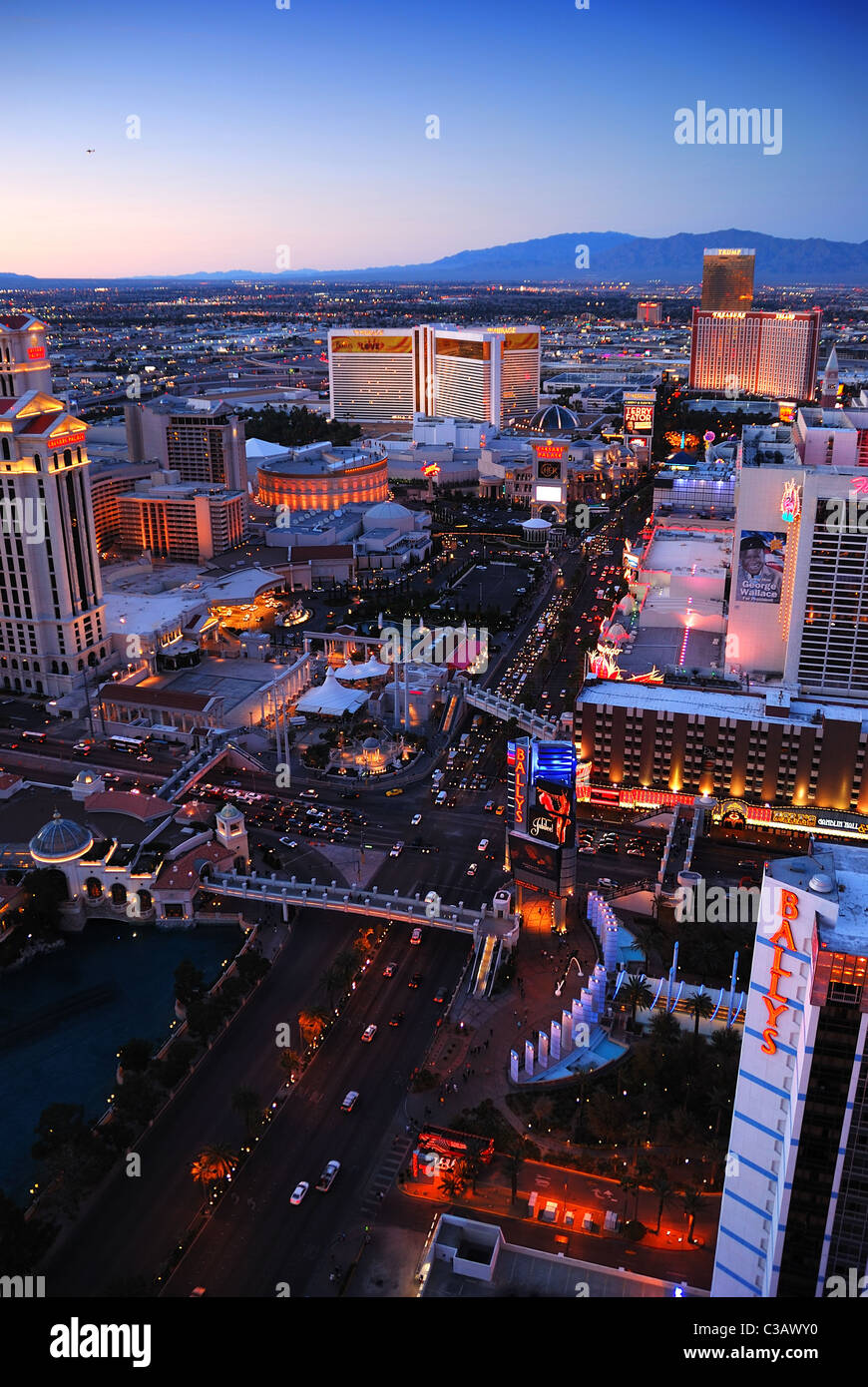 Las Vegas Strip vista aerea. Foto Stock