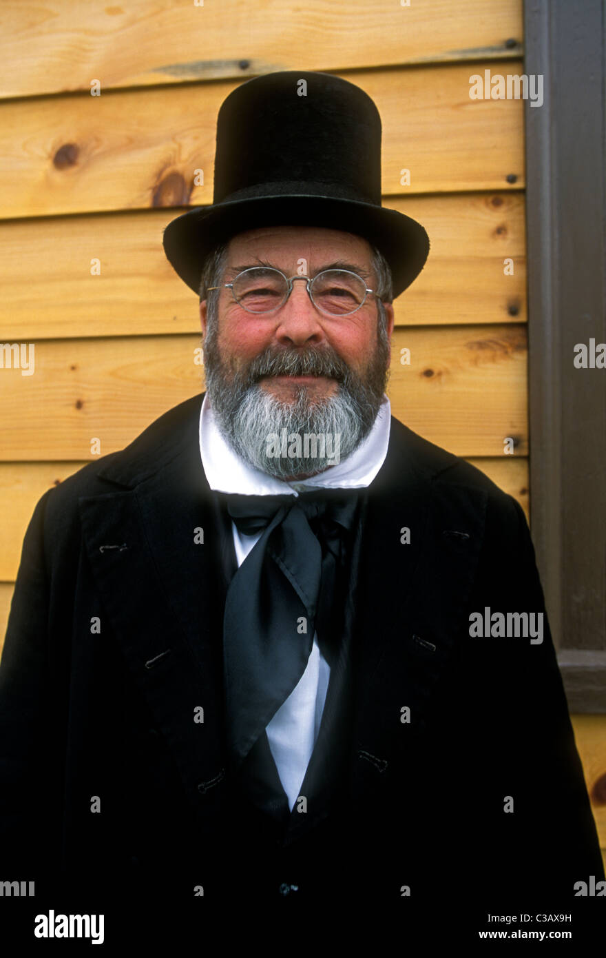 Uomo canadese, attore di carattere, re Landing storico insediamento, New Brunswick Provincia, Canada Foto Stock