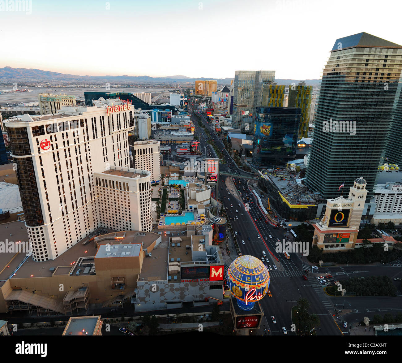 Antenna vista panorama della Strip di Las Vegas Foto Stock