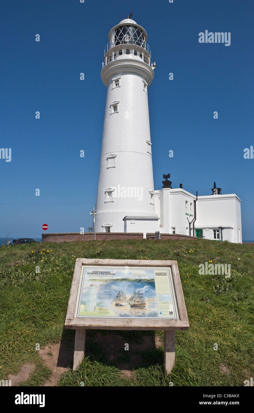 Flamborough Head Lighthouse su East Yorkshire coast Foto Stock