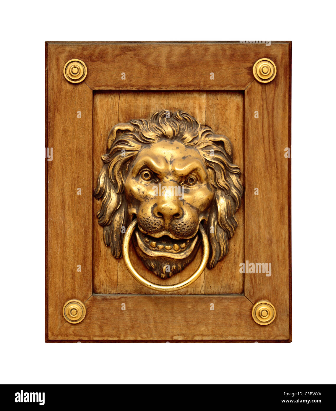 Testa leone porta sagomata respingente Foto Stock