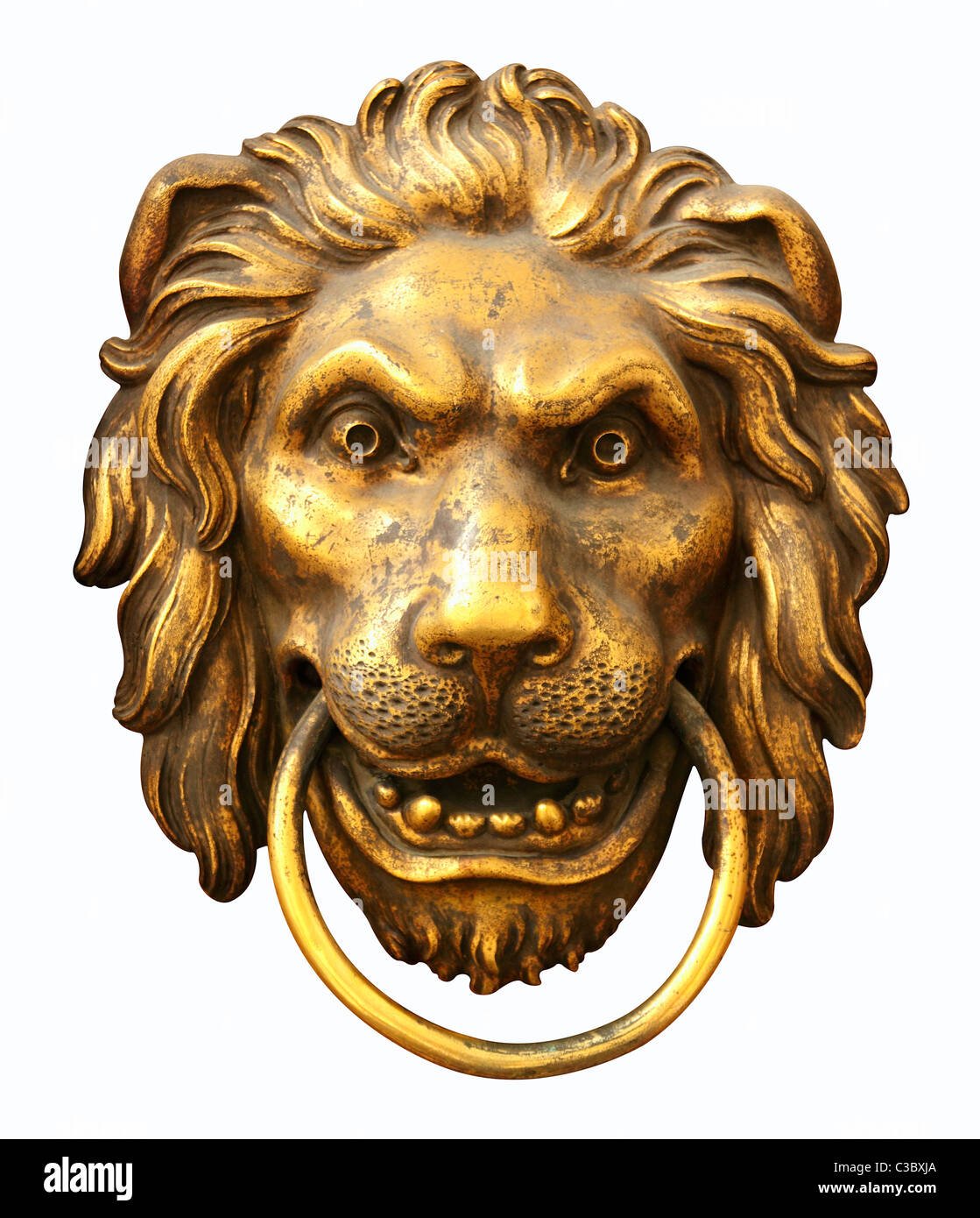 Testa leone porta sagomata respingente Foto Stock