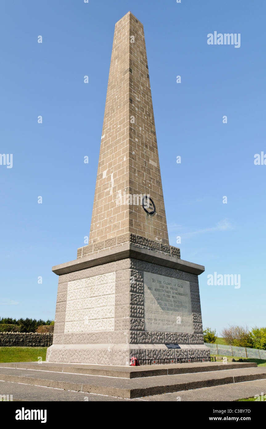 Monumento Knockagh, Carrickfergus. Memoriale di soldati che morirono nella WW1 e WW2 come pure altri conflitti Foto Stock