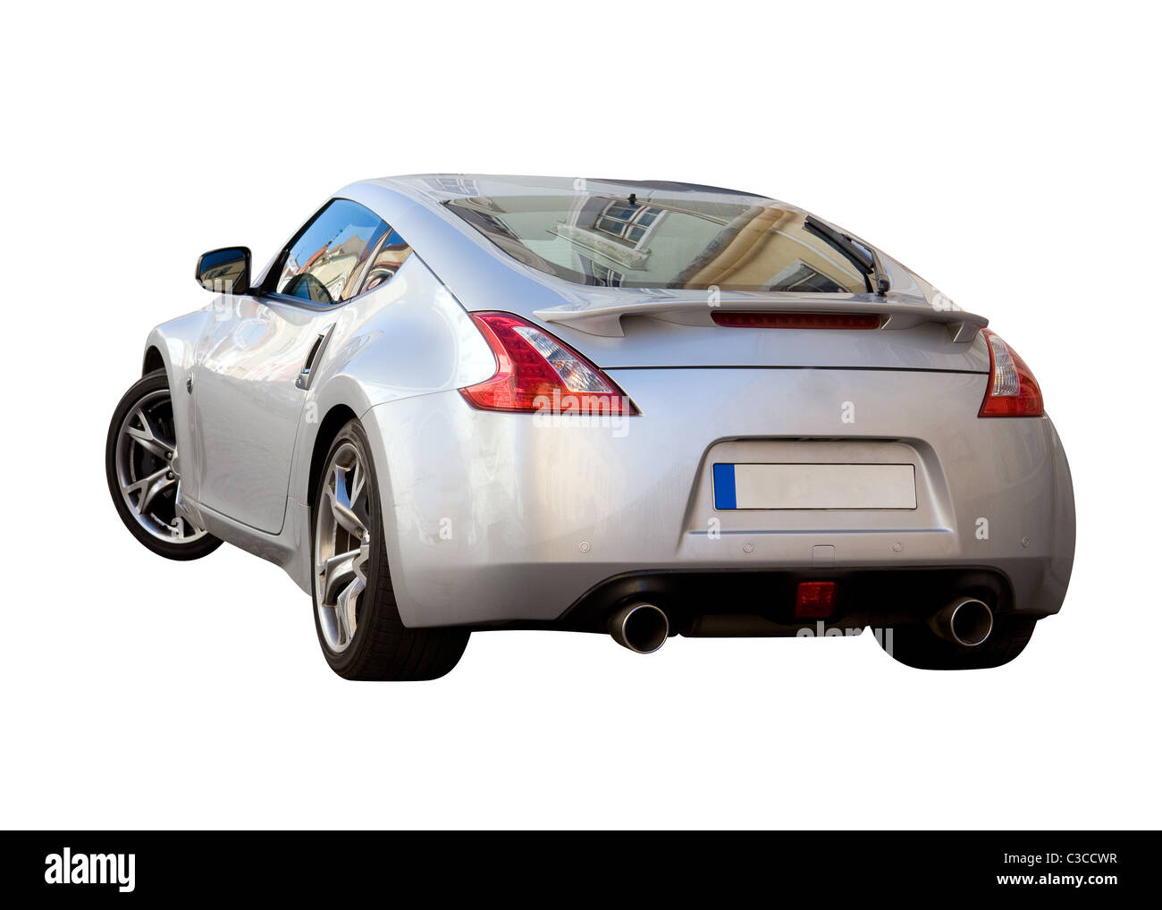 Argento Auto sportiva isolata su bianco Foto Stock