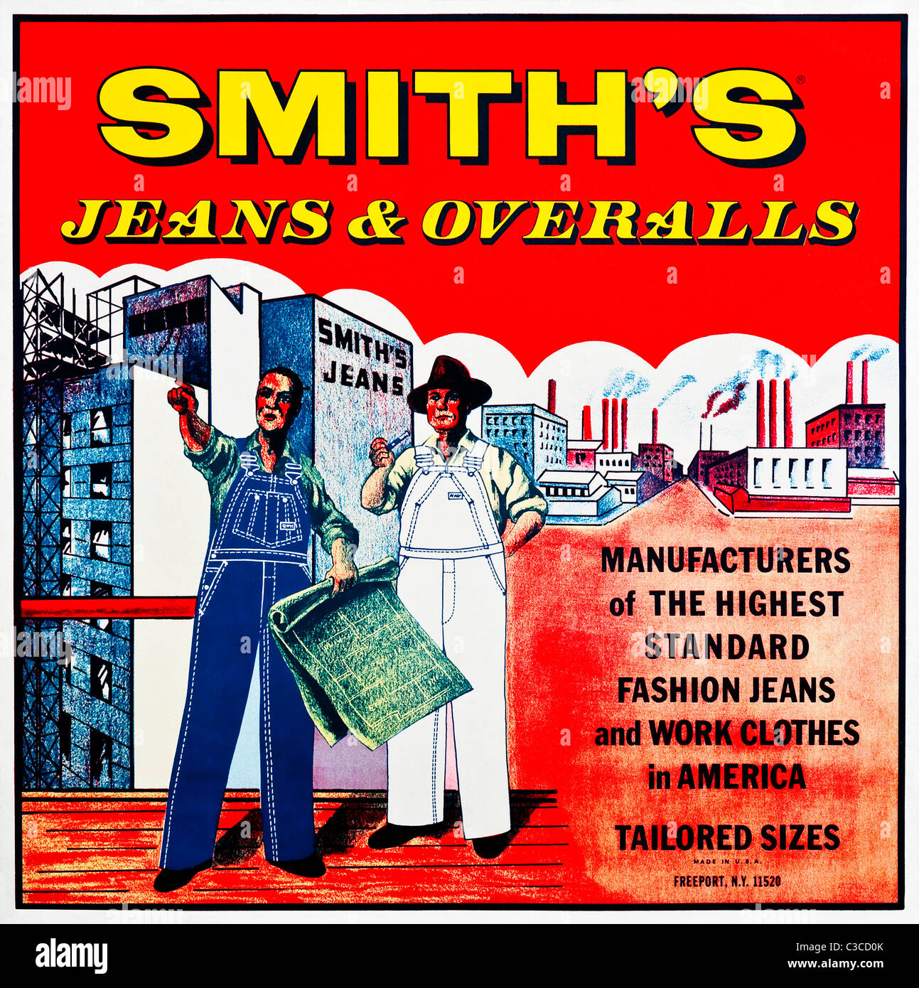 Anni Settanta poster pubblicitario per Smith jeans e tute da lavoro - STATI UNITI D'AMERICA. Foto Stock