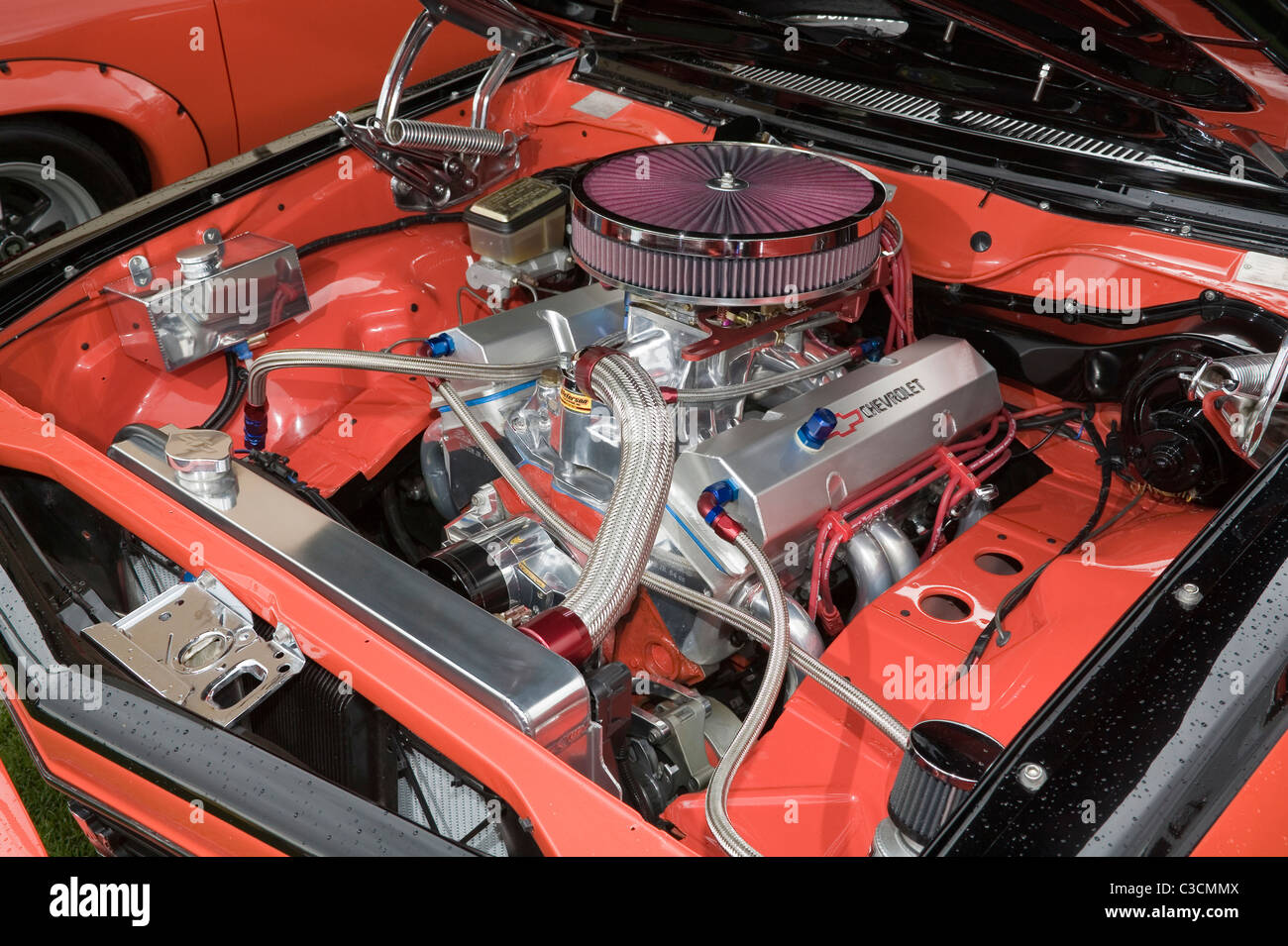 Chevrolet V8 motore ad alte prestazioni in una vettura modificata. Foto Stock