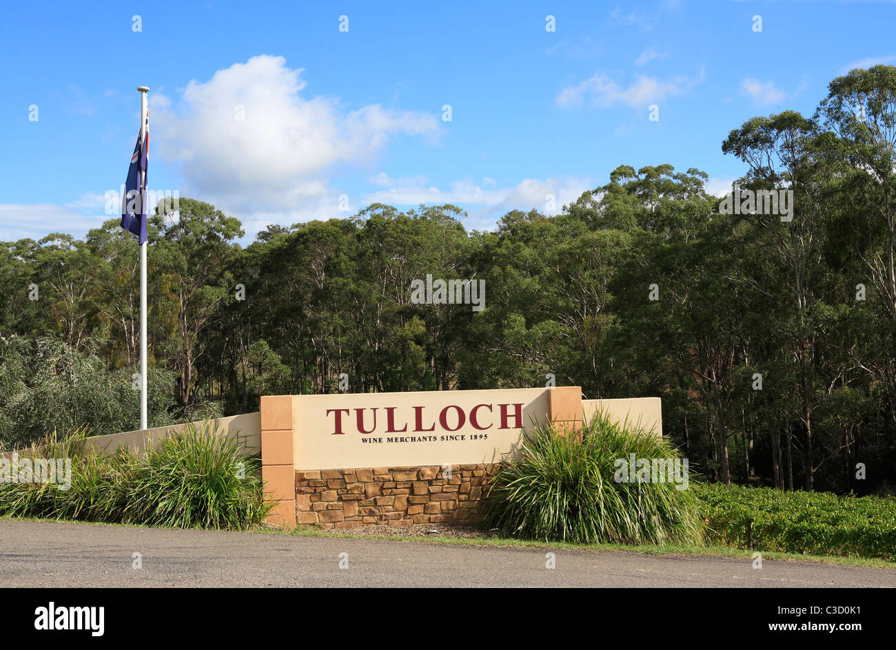 Segno a Tulloch vini , Pokolbin, la Hunter Valley, Nuovo Galles del Sud, Australia Foto Stock