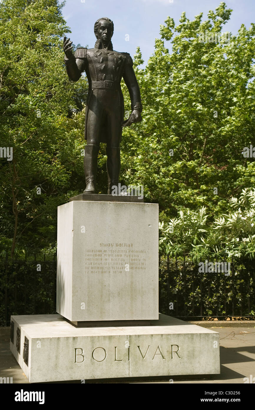 Inghilterra Londra Belgrave Square Simon Bolívar Statua Foto Stock