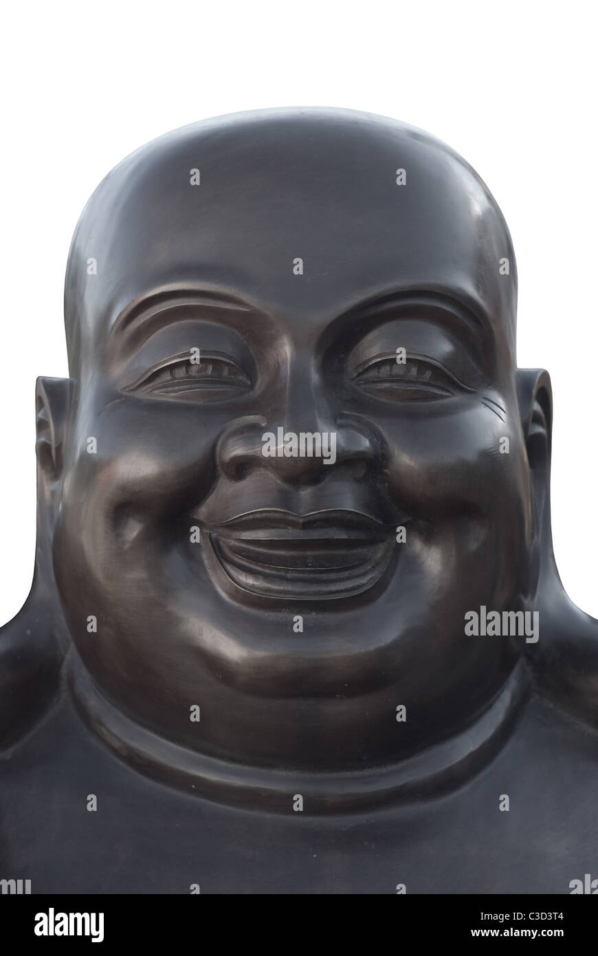 La scultura in bronzo di Buddha su bianco per una facile tagliare Foto Stock
