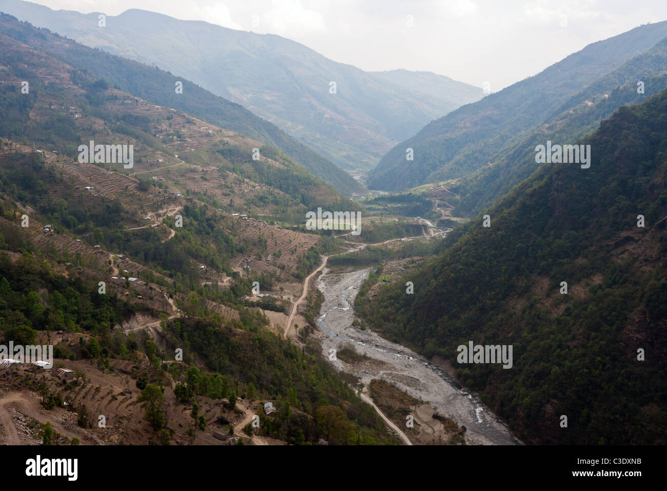 Fiume Melamchi in Langtang National Park, il Nepal Foto Stock