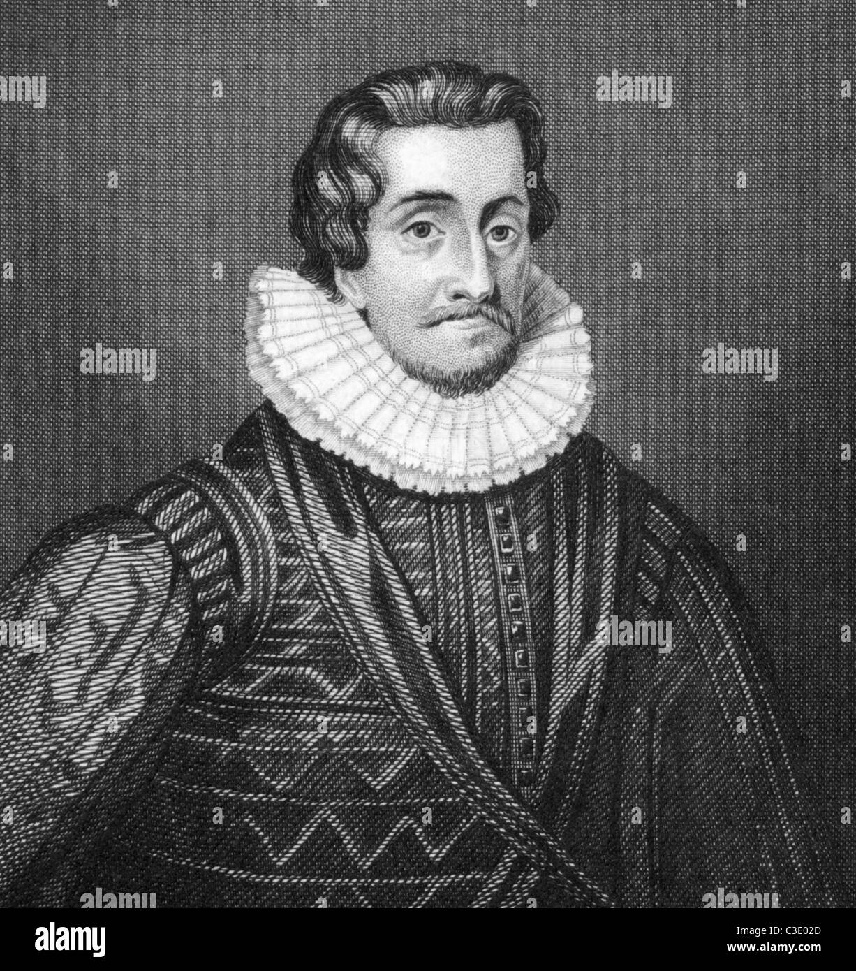 Giacomo I (1566-1625) su incisione dal 1830. Re di Scozia come Giacomo VI e Re di Inghilterra e Irlanda come James I. Foto Stock