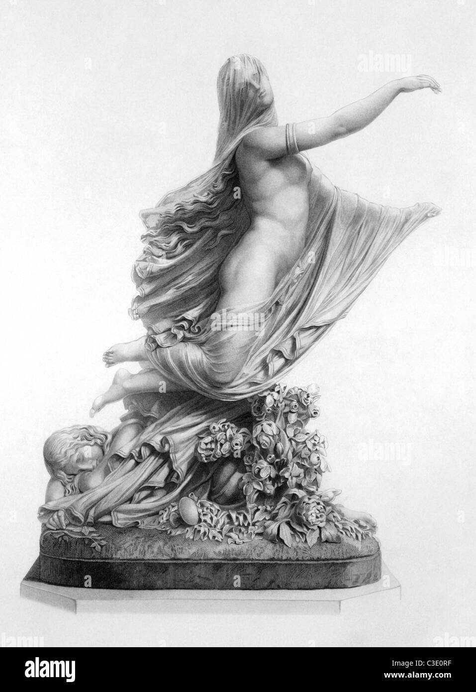 Il sonno del dolore e il sogno di gioia su incisione dal 1880. Incisi da E.W.Stodart dalla scultura di R.Monti. Foto Stock