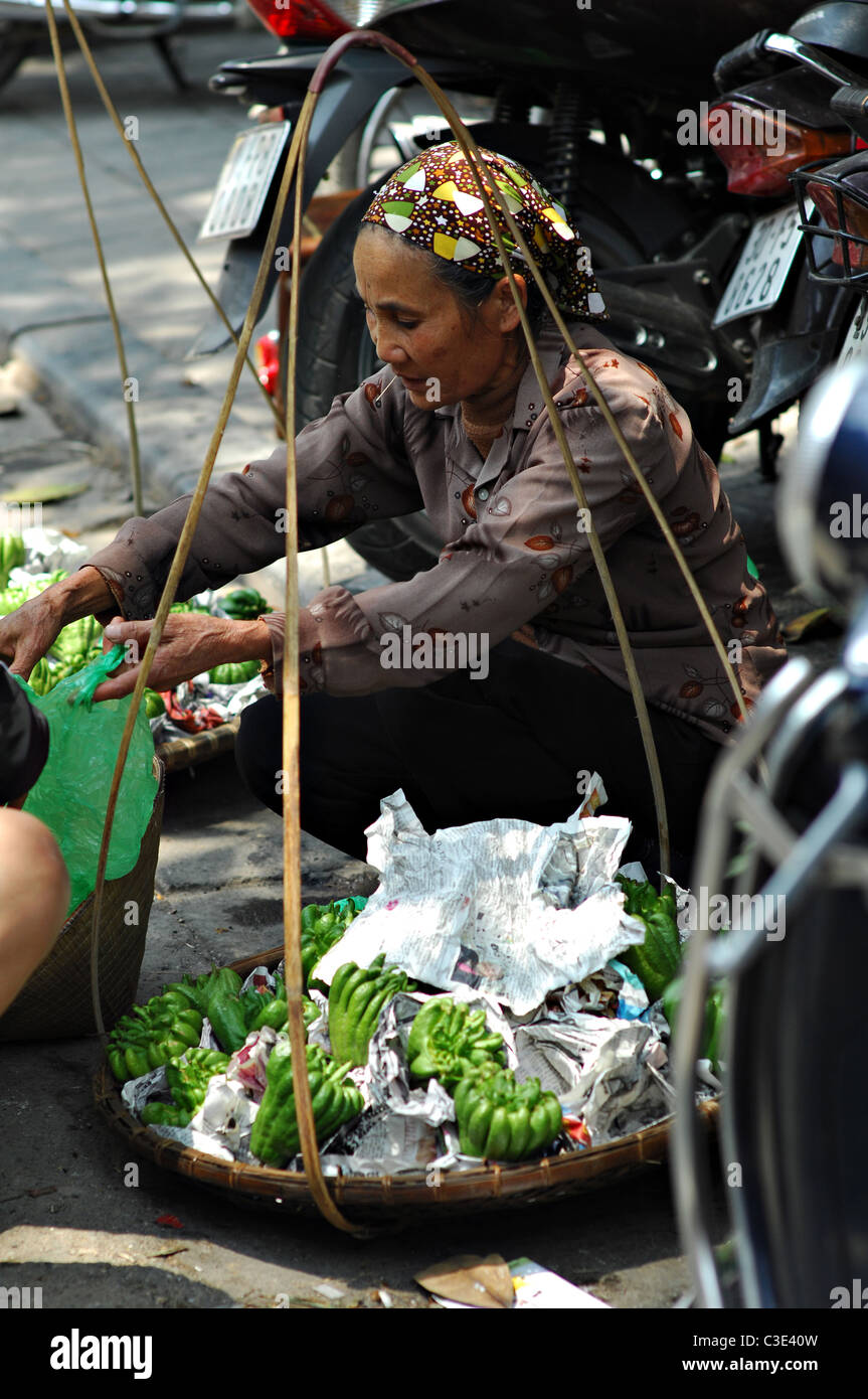 Fornitore di donna ad Hanoi, Vietnam Foto Stock