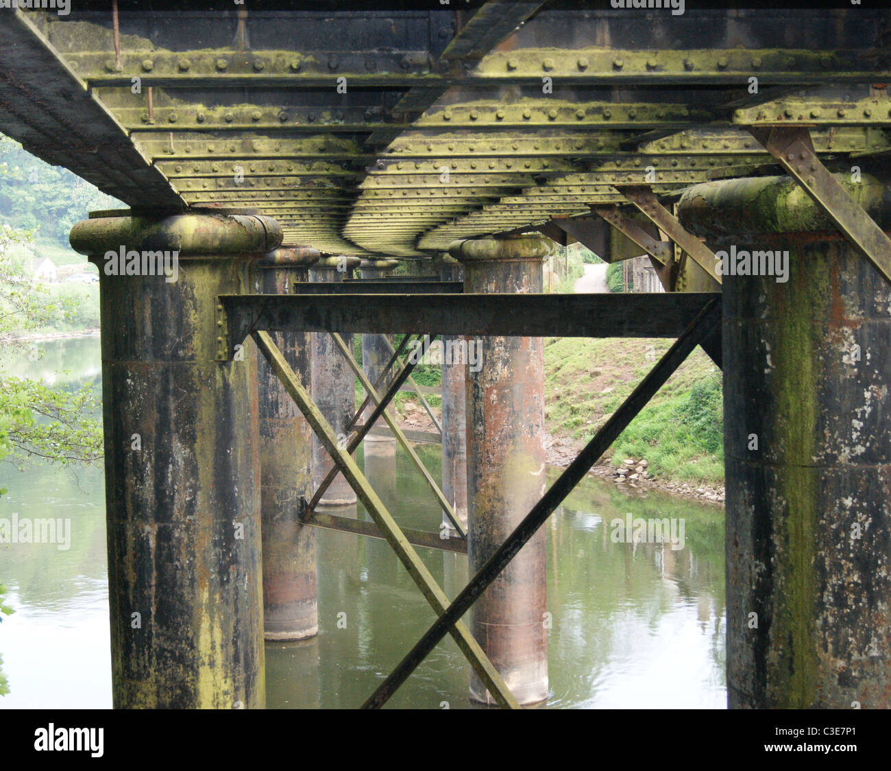 Ponte Ferroviario sul fiume Wye Foto Stock