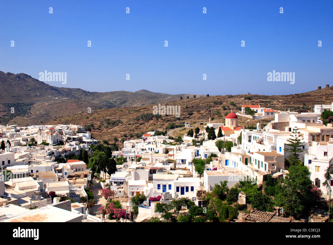 Villaggio di Platia isola greca di Tinos Cicladi Mar Egeo Grecia UE Unione europea EUROPA Foto Stock