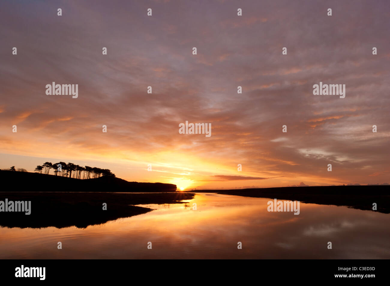 Sunrise oltre la Lontra di fiume Tagliamento a Budleigh Salterton Foto Stock