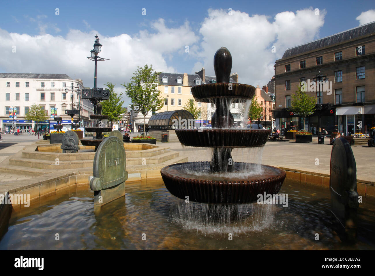 Fontane, Piazza della Città, Dundee, Tayside, Scozia Foto Stock