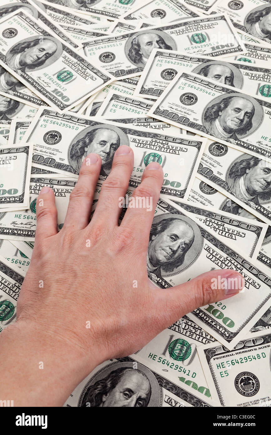 Centinaia di fatture del dollaro per lo sfondo Foto Stock