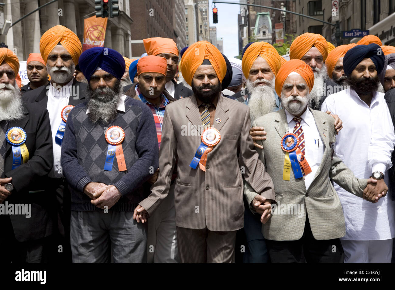 Annuale parata Sikh lungo Madison Avenue in New York City. Foto Stock