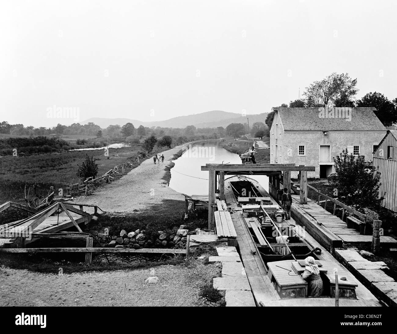 Morris ed Essex Canal a Waterloo, N.J., circa 1900 Foto Stock