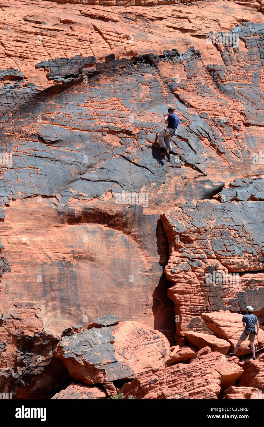 Arrampicata su roccia classe, calicò colline, il Red Rock Canyon, nevada 110417 70126 Foto Stock