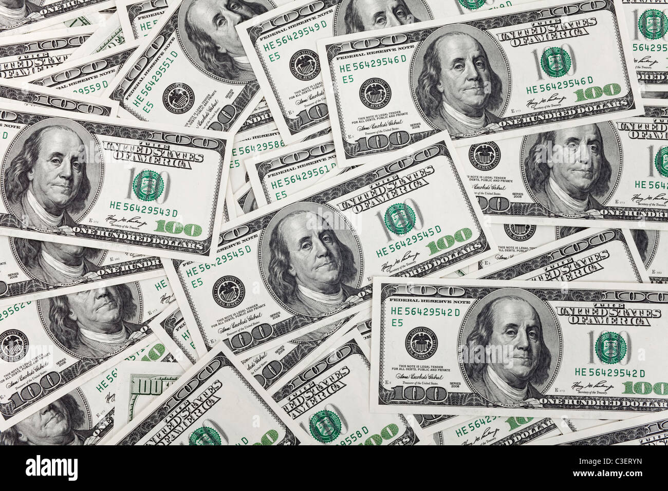 Centinaia di fatture del dollaro per lo sfondo Foto Stock