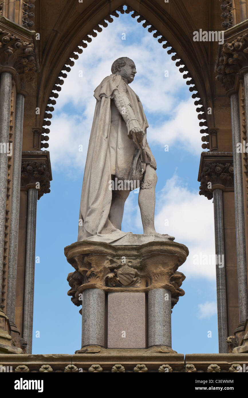 Prince Albert Memorial statua in piazza Albert, Manchester, Inghilterra Foto Stock