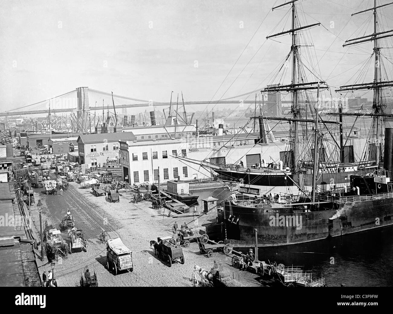 South Street Seaport New York City circa 1900 Foto Stock