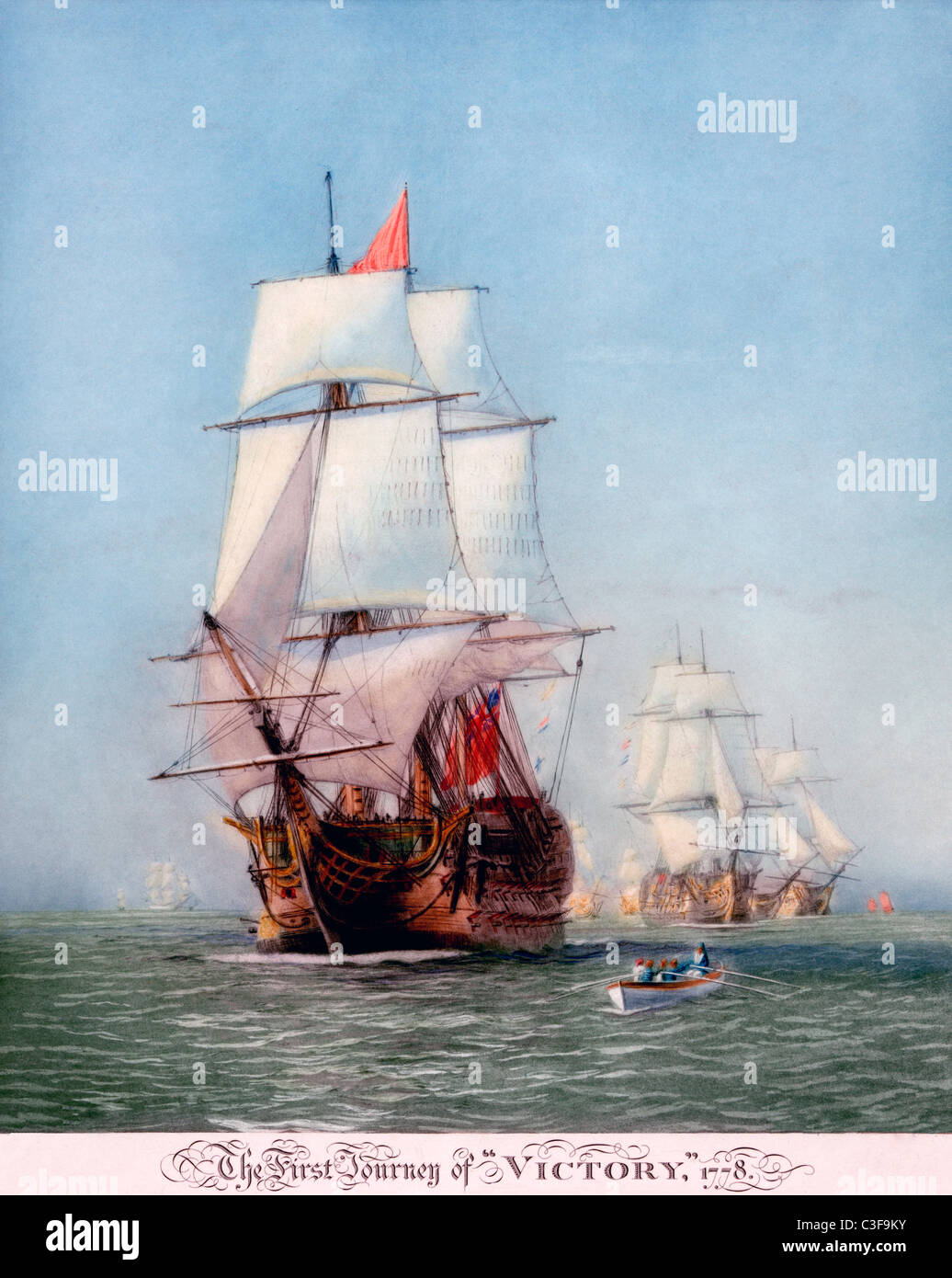 Il primo viaggio di HMS Victory, Royal Navy Nave di linea 1778 Foto Stock