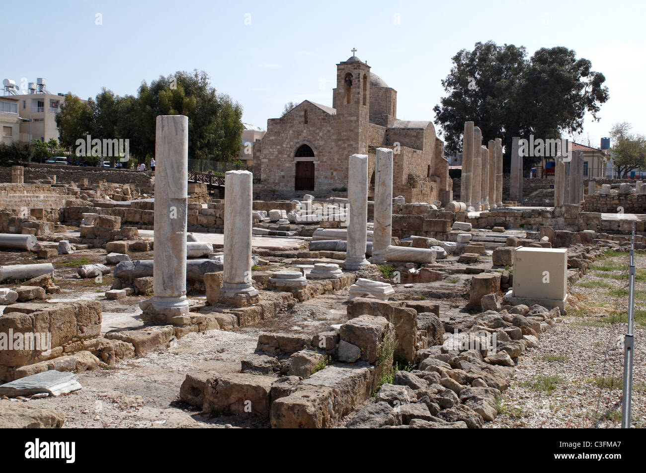 Le rovine della romana e bizantina del XII secolo la chiesa di Agia Kyriaki in Paphos Foto Stock
