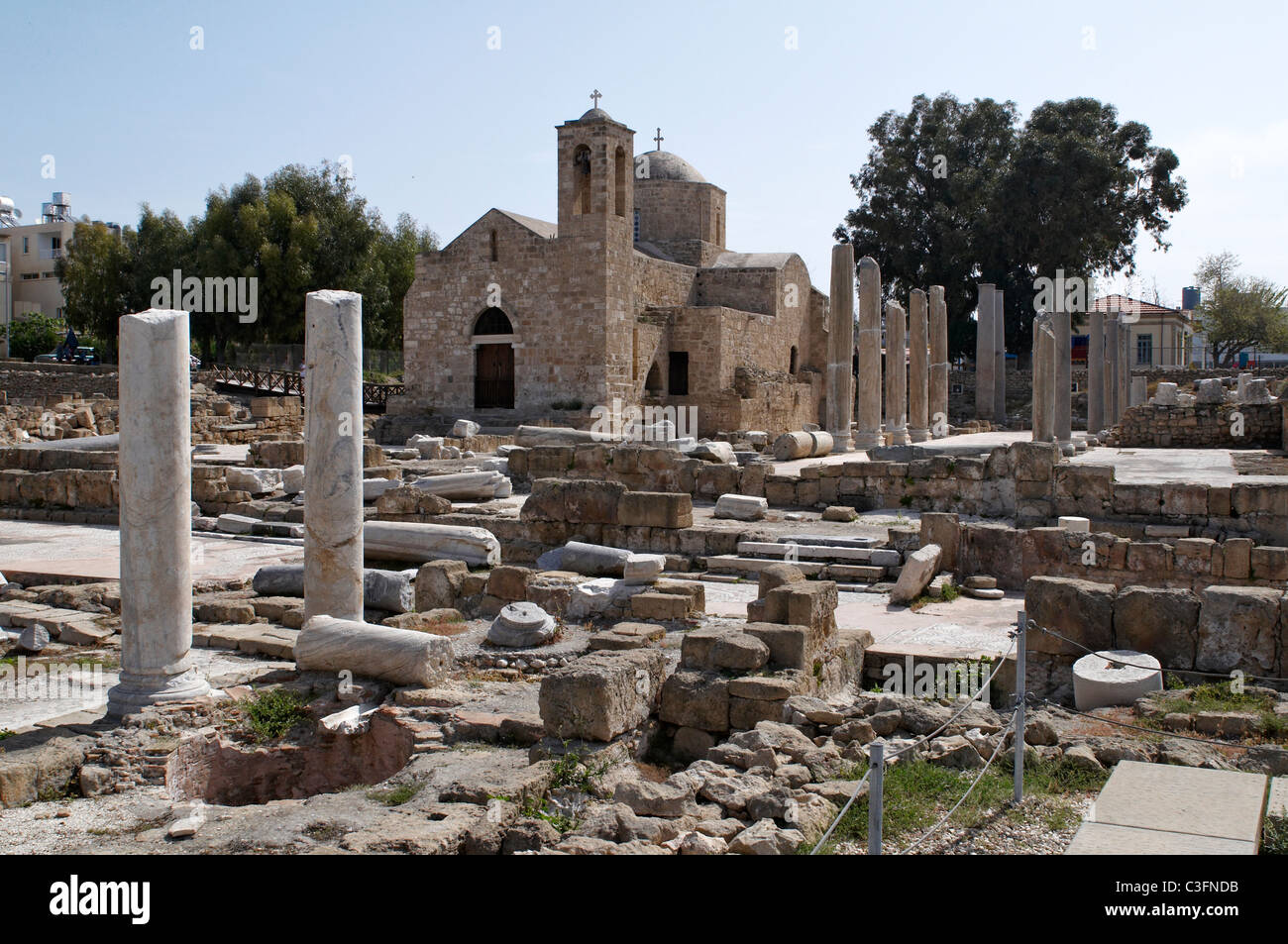 Le rovine della romana e bizantina del XII secolo la chiesa di Agia Kyriaki in Paphos Foto Stock