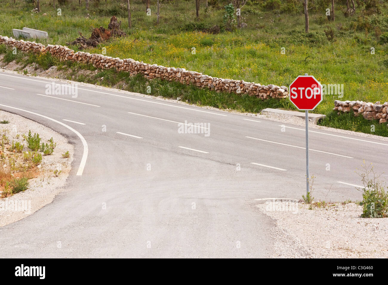 New Scenic 5 posti di un accesso ad una strada contro la natura Foto Stock