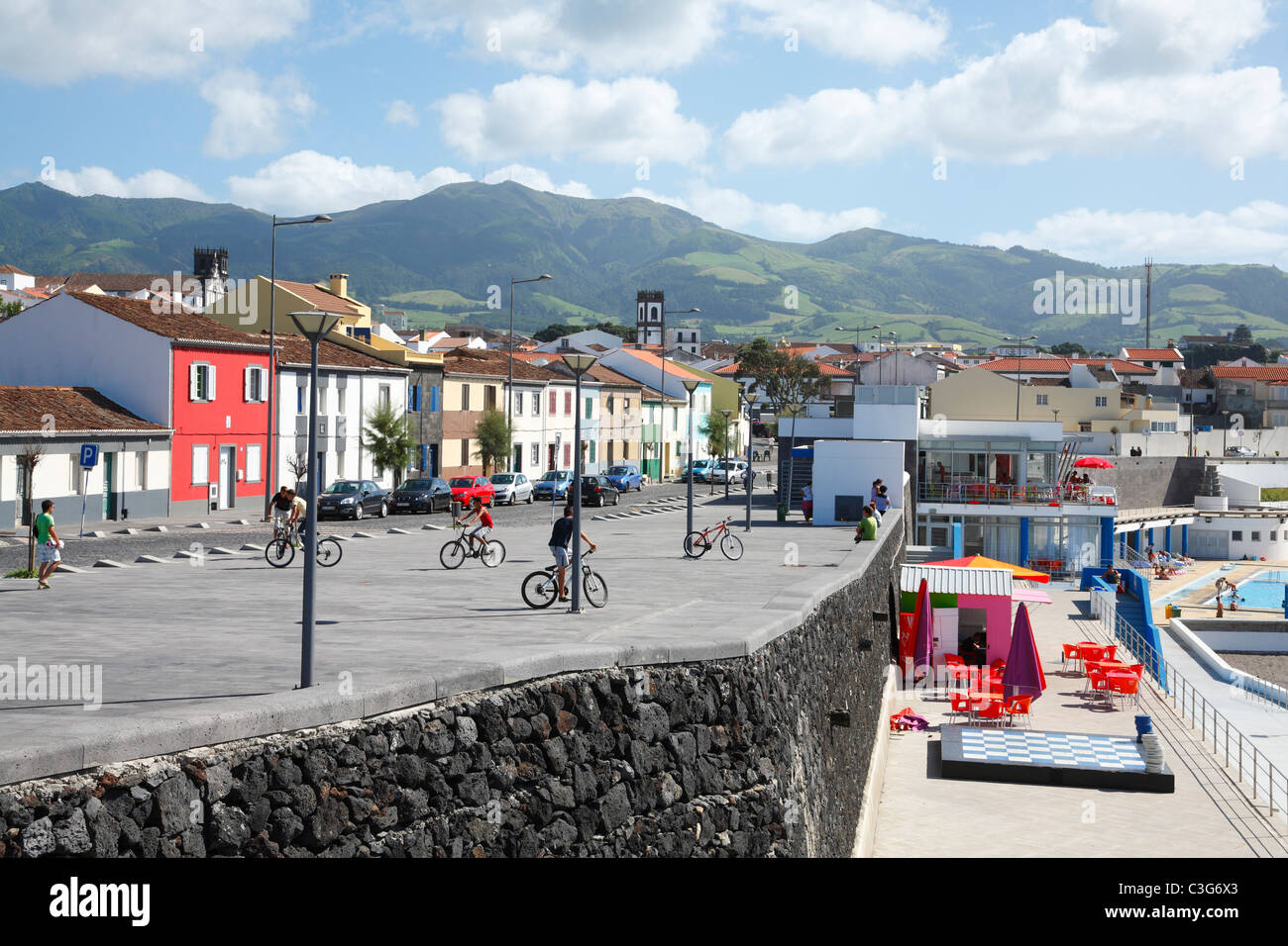 La città di Ribeira Grande. Sao Miguel island, isole Azzorre, Portogallo. Foto Stock
