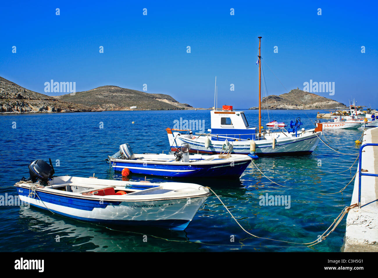 Panormos Porto isola greca delle Cicladi Grecia UE Unione europea EUROPA Foto Stock