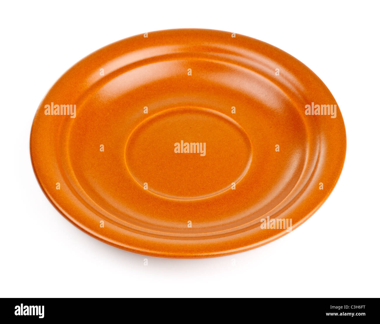 Marrone piattino in ceramica isolata su sfondo bianco Foto Stock